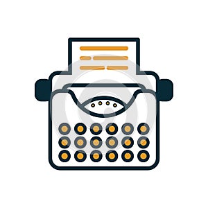 Content writer as copywriter with typewriter vector illustration