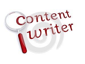 Content writer with magnifying glass