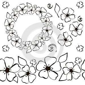 Conter Flower Wreath black outline