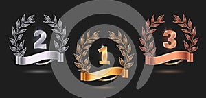 Contest Awards Emblems Realistic Set