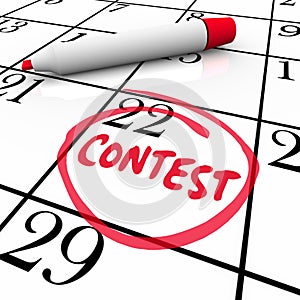 Contest Calendar Date Circled Reminder Entry Deadline Win