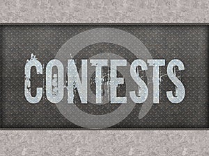 CONTESTS painted on metal panel wall. photo