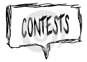 CONTESTS on a pencil sketched sign. photo