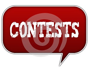 CONTESTS on red speech bubble balloon. photo
