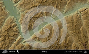 Conthey outlined, Switzerland. Physical