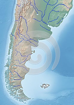 The continent of South America Illustration with the main rivers in South