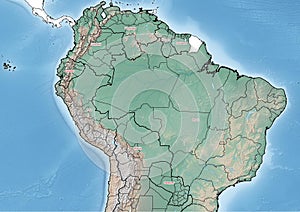 The continent of South America Illustration with northern countries