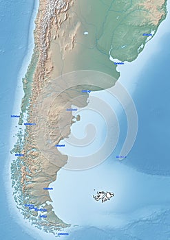 The continent of South America Illustration seas and oceans