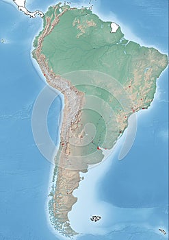The continent of South America Illustration with urban areas