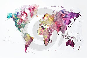 continent world map on white background