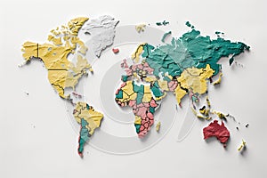 continent world map on white background