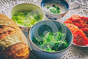 Continental  breakfast containing homemade bread