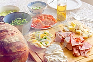 Continental  breakfast containing homemade bread