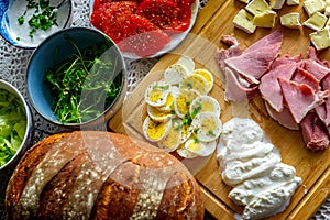 Continental  breakfast containing homemade bread