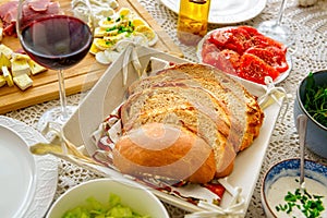 Continental  breakfast containing homemade bread