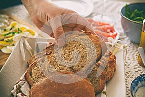 Continental  breakfast containing homemade bread