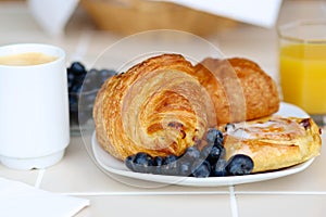 Continental breakfast served on the table