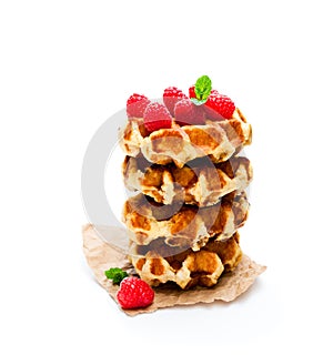 Continental classics belgian butter waffles with raspberries is