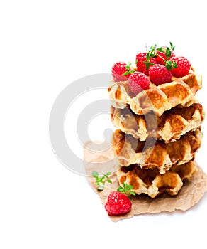 Continental classics belgian butter waffles with raspberries is