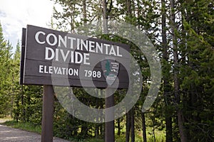 Continental Divide Sign Marker NPS Wyoming Elevation 7988