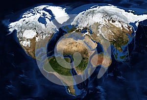 Continents of the earth in the shape of a heart