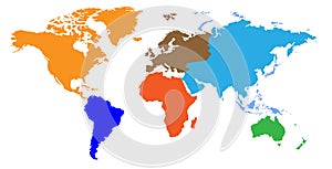 Continents world map