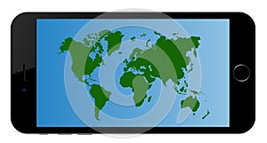 Continents World Map App on Smart Phone