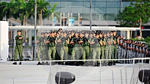 Contingents marching to the parade ground during National Day Parade (NDP) Rehearsal 2013