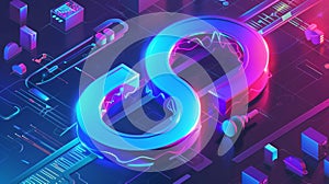 Continual DevOps banner. Modern infographic with isometric illustration of lifecycle infinity sign. Concept of