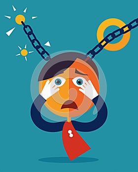 The continual tightening of the stress chains causing temporary blindness and dizziness.. Vector illustration. photo