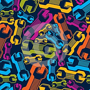 Continual vector background with classic wrenches. Work tools