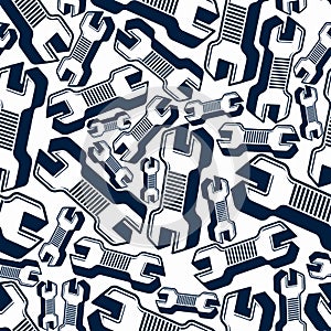 Continual vector background with classic wrenches. Work tools, s