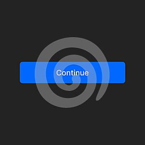 Continue Button. Simple Blue Icon on Transparent Background