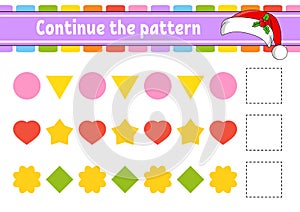 Continue the pattern. Education developing worksheet. Game for kids. Activity page. Puzzle for children. Riddle for preschool.