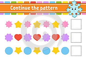 Continue the pattern. Education developing worksheet. Game for kids. Activity page. Puzzle for children. Riddle for preschool.