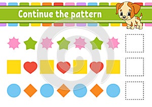 Continue the pattern. Education developing worksheet. Game for kids. Activity page. Puzzle for children. Riddle for preschool.