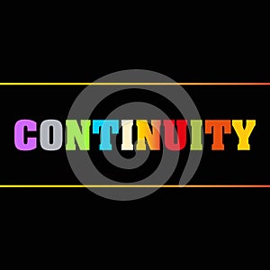 continuity word block on black