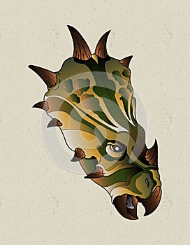 triceratops designg in colors like neo traditional tattoo