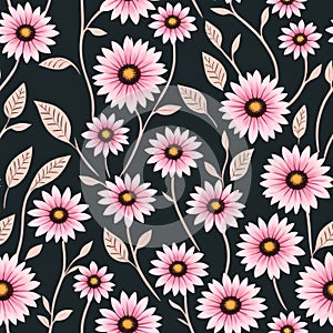 A continuous belt of skulls with florals. Wallpaper gothic pattern painted in flowers  Generative AI