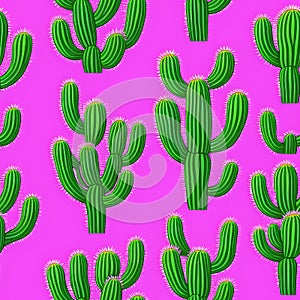 A continuous belt of tropical Cactis. Wallpaper pattern painted in Desert  Generative AI photo