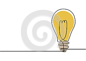 Continuous of bulb light line drawing. Concept of idea and smart solution
