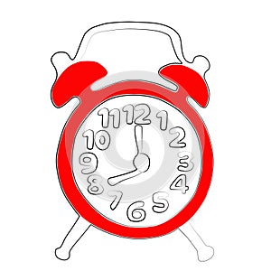 continuous drawing of an alarm clock with one line.