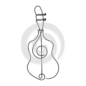 Continuous drawing one line. Hand drawn music concept. Poster music concert, festival. , vector design template