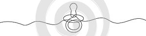 Continuous editable drawing of baby pacifier. One line drawing baby pacifier icon