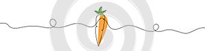 Continuous editable drawing of carrot icon. The carrot symbol in one line style.