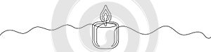 Continuous editable line drawing of candle. Candle icon in one line.