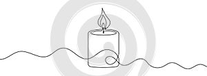 Continuous editable line drawing of candle. Candle icon in one line.