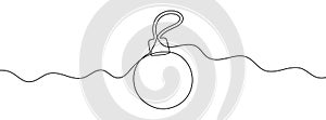 Continuous editable line drawing of christmas ball. Single line christmas ball icon.