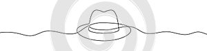 Continuous editable line drawing of hat. Single line hat icon.