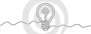 Continuous editable line drawing of light bulb. Light bulb icon in one line.